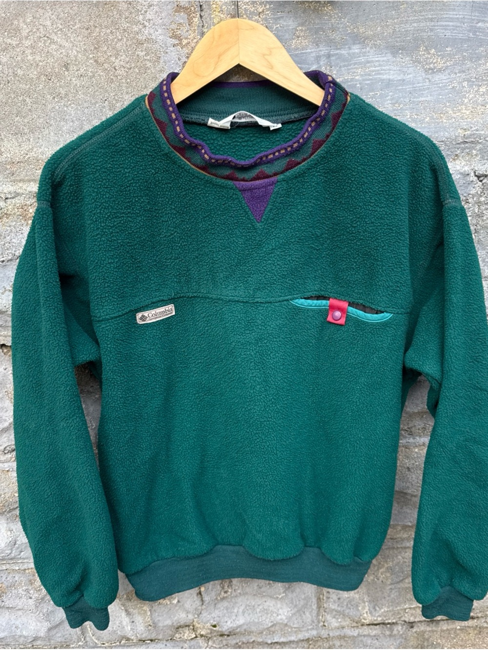 Vtg Columbia Fleece Pullover Mens M Green 90s Gorpcore Climbing Hiking Ski